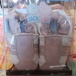 New Jack and Lily Light Mauve & White  Soft sole Leather Baby Shoes 6-12 Months